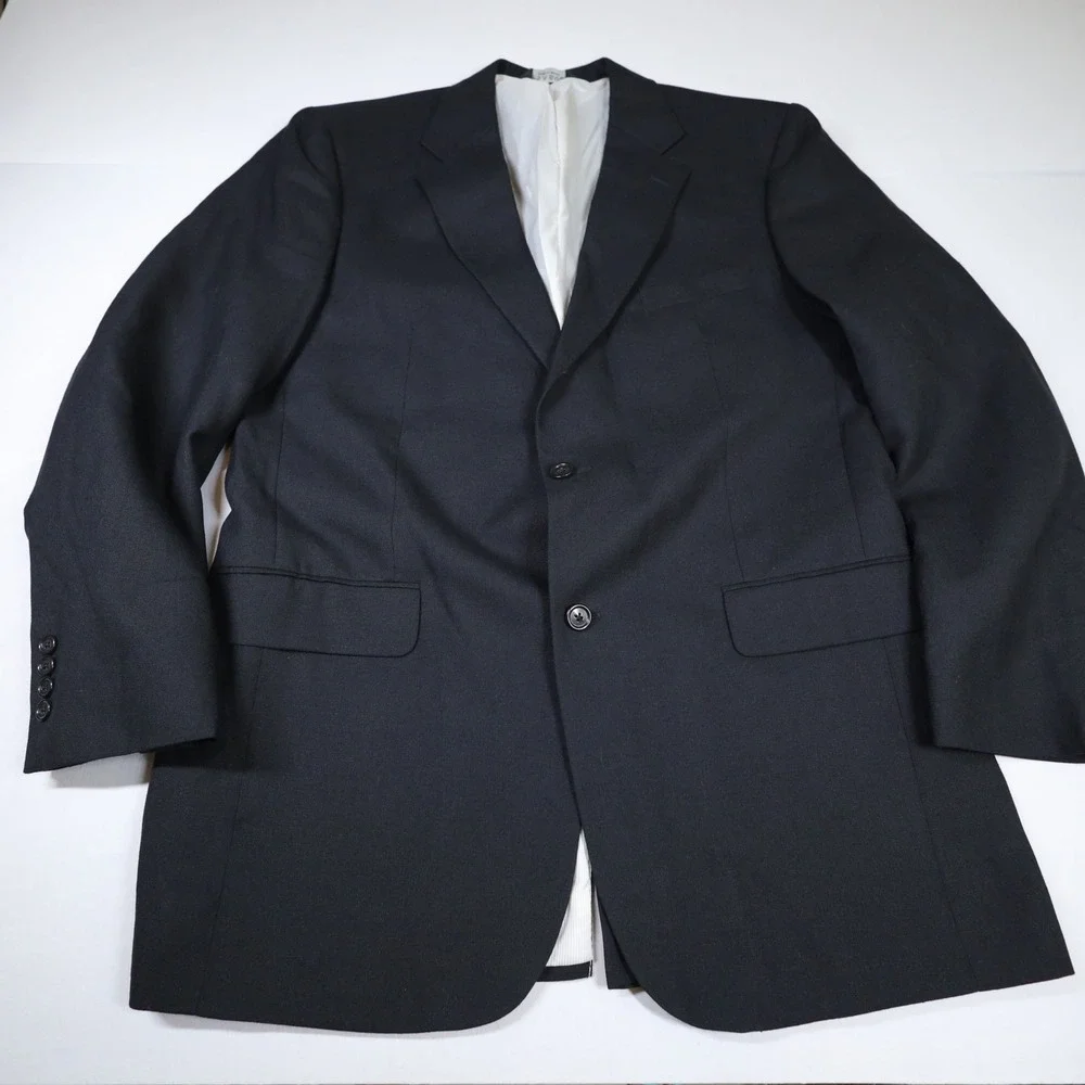 Jos. A. Bank Sport Coat Mens 42L Black Linen Wool Blend Two Button Blazer